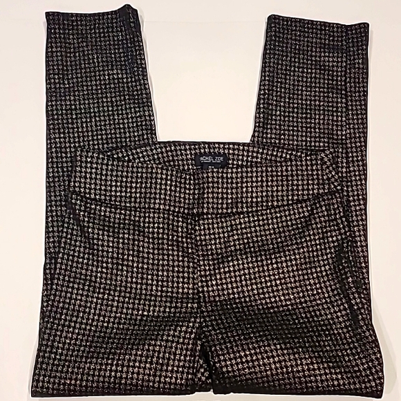 Rachel Zoe Gold Metallic Houndstooth Leggings Black 10 - Picture 3 of 6